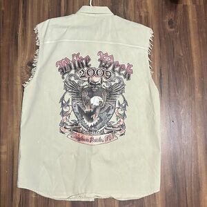Vintage 2009 Biker Week Sleeveless Denim Shirt